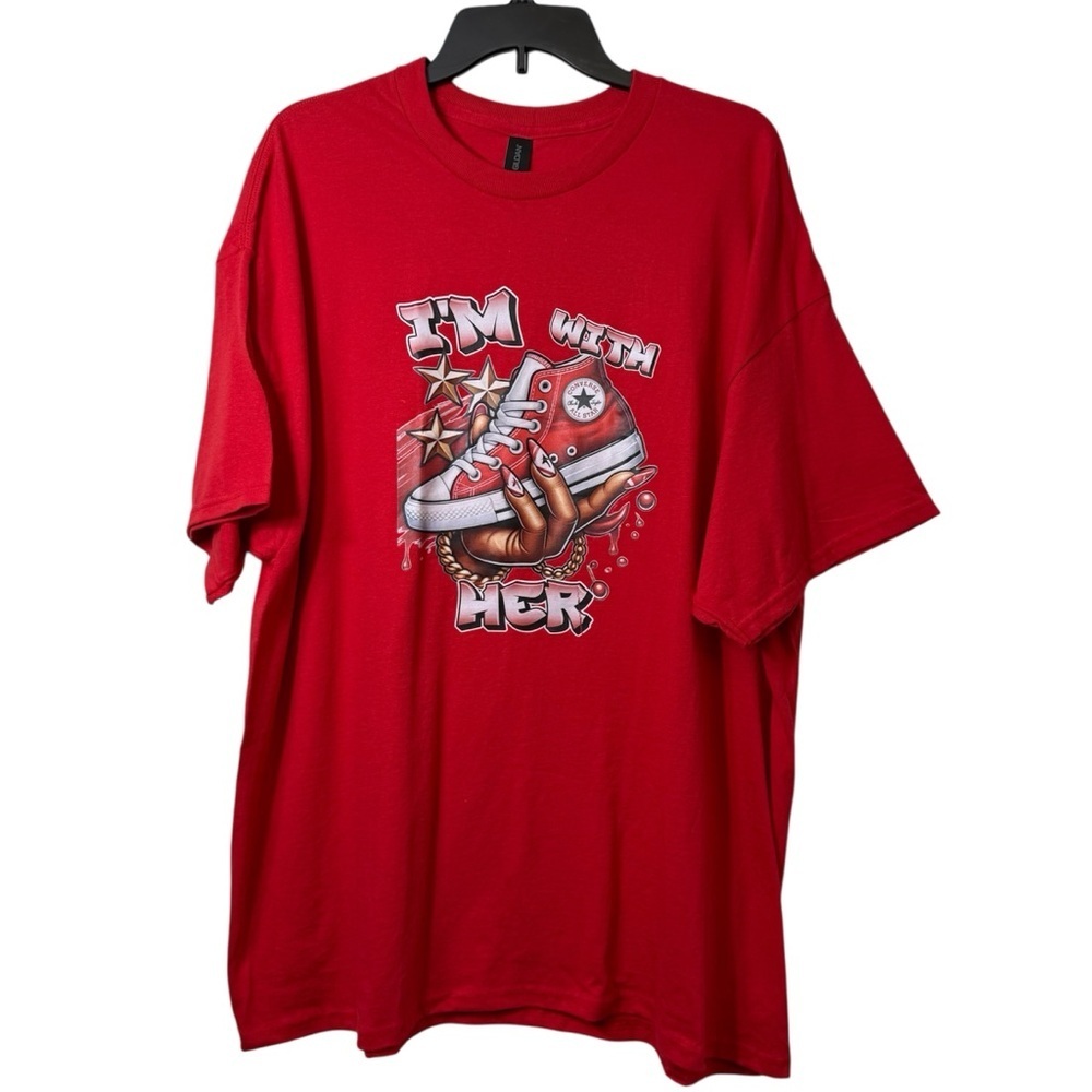 Red Graphic Sneaker Tshirt I’m With Her - Picture 2 of 5